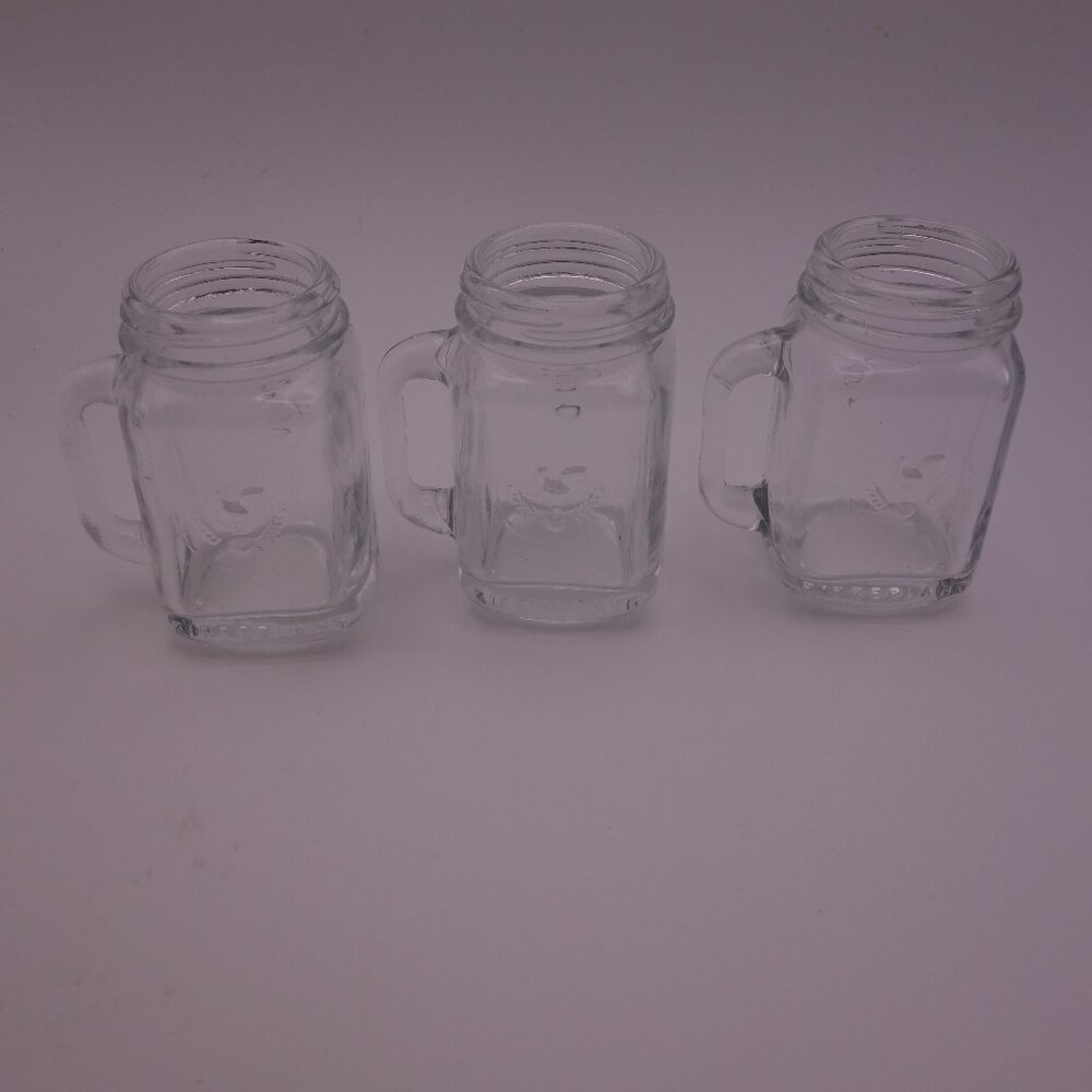 Set of Three(3) Kikkerland Mini Mason Jar Cups with Handles